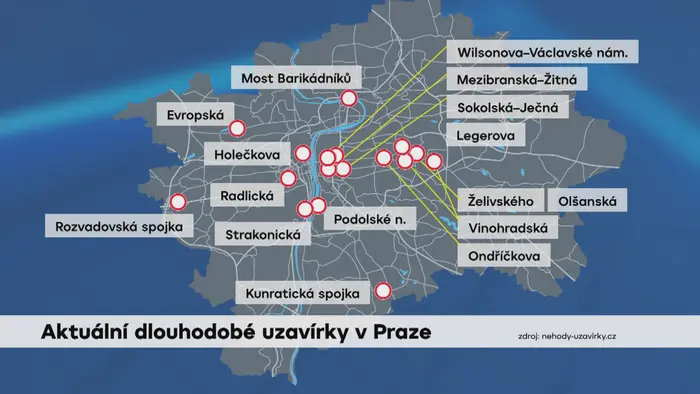 Aktuální dlouhodobé uzavírky v Praze