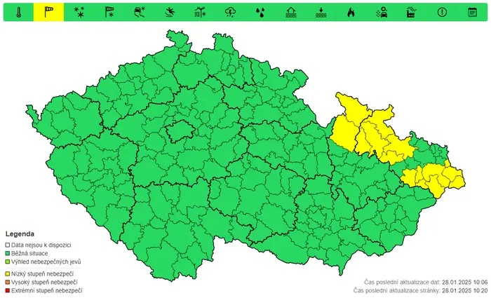 Výstraha před silným větrem, 28. 1. 2025