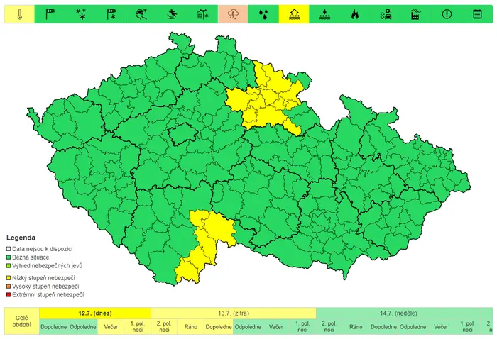 Výstraha před povodní, 12. 7. a 13. 7.