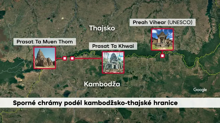Sporné chrámy podél kambodžsko-thajské hranice