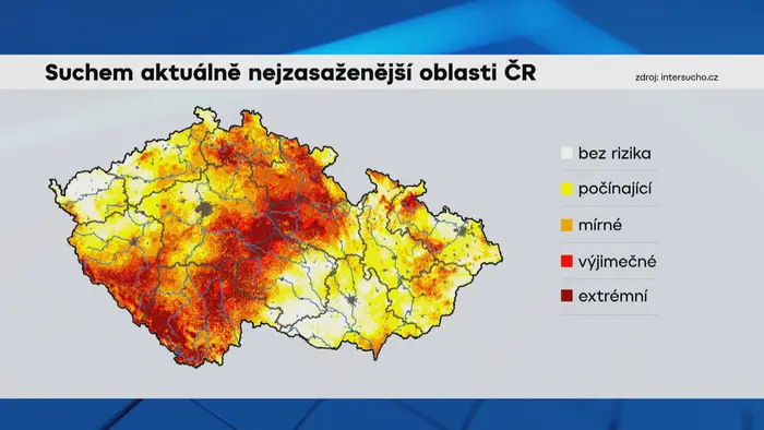 Suchem aktuálně nejzasaženější oblasti ČR