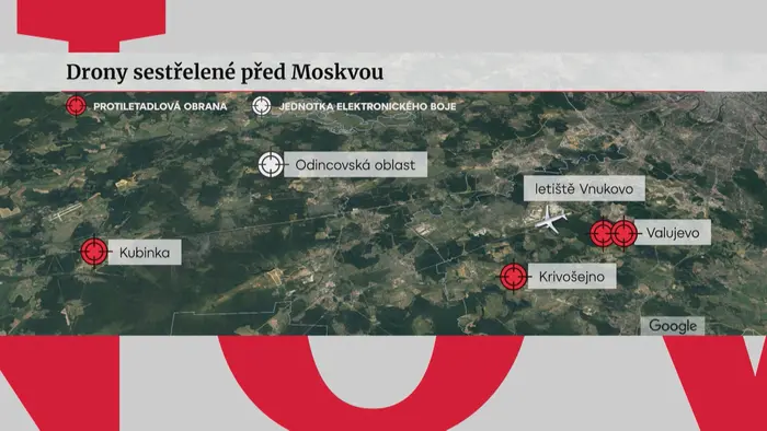 Drony sestřelené před Moskvou