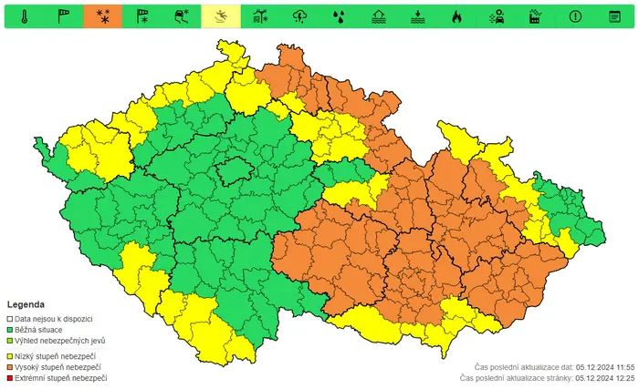 Výstraha před sněhem, 6. 12. 2024