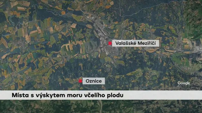 Místa s výskytem moru včelího plodu