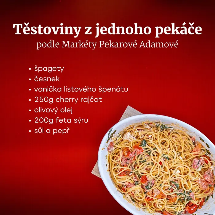 Suroviny na přípravu těstovin z jednoho pekáče