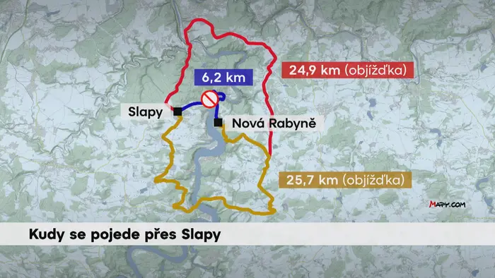 Kudy se pojede přes Slapy