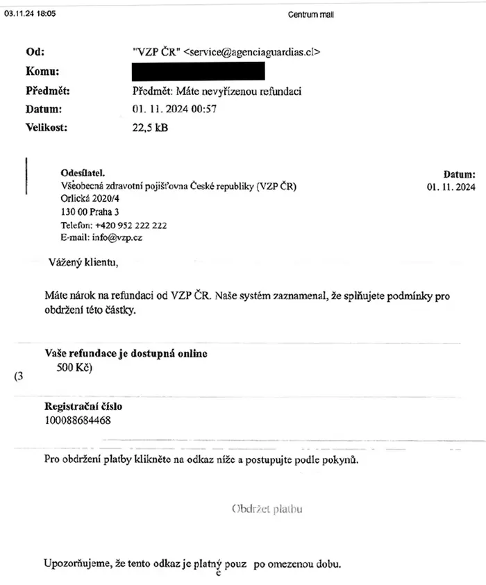 Podvodný email