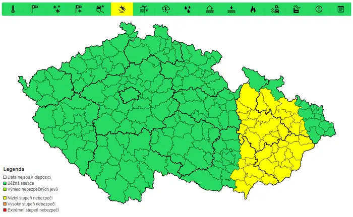 Výstraha před ledovkou, 21. 1. 2025