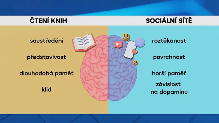 Grafika: čtení knih × sociální sítě