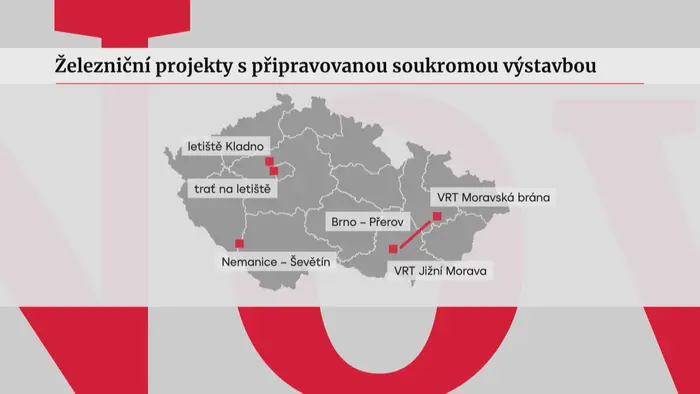 Železniční projekty s připravovanou soukromou výstavbou