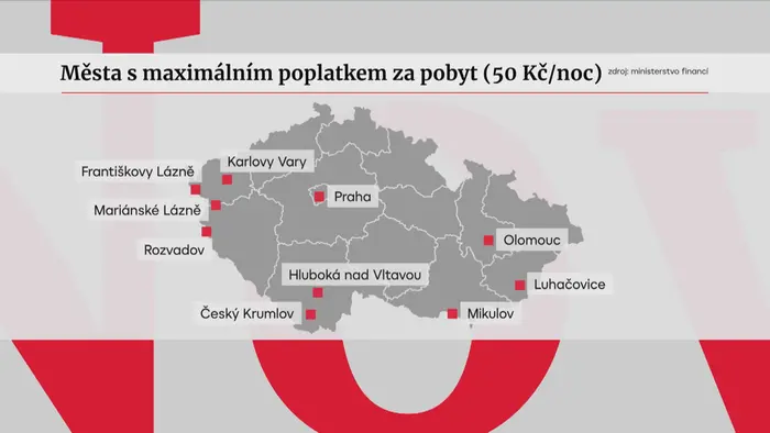 Města s maximálním poplatkem za pobyt