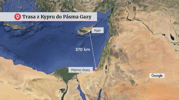 Trasa z Kypru do Pásma Gazy