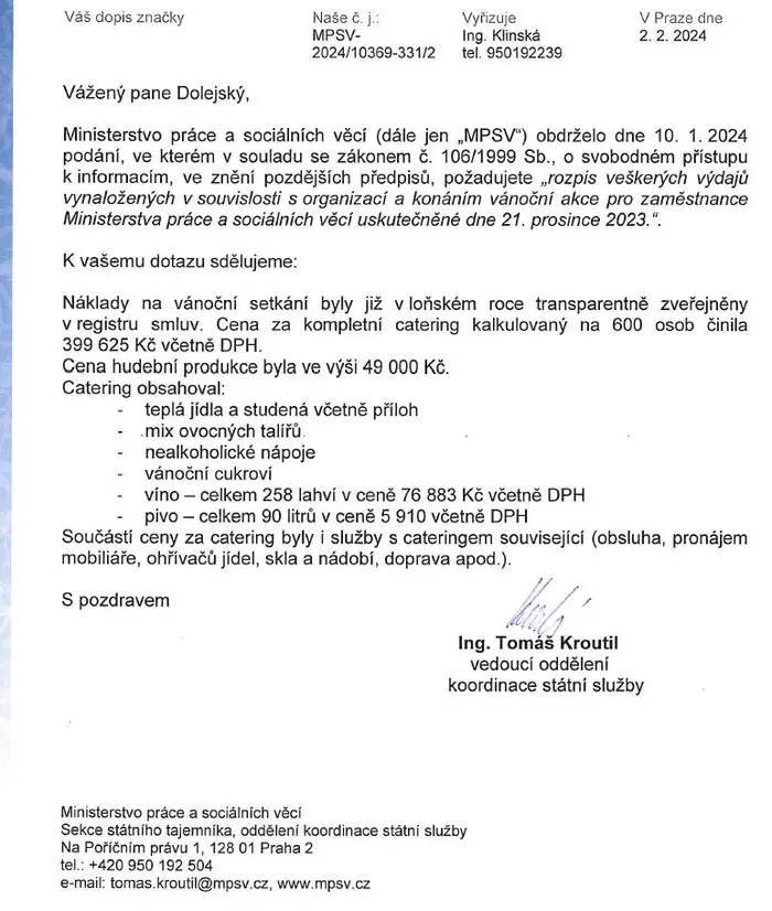 Vyjádření MPSV