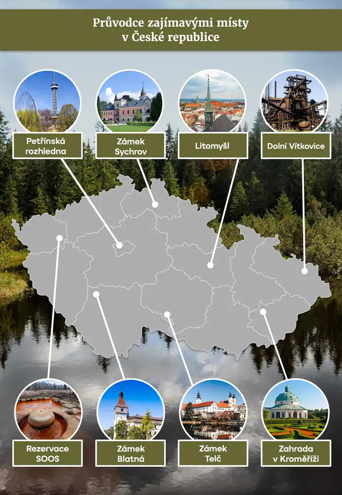 MAPA Zajímavá místa v České republice
