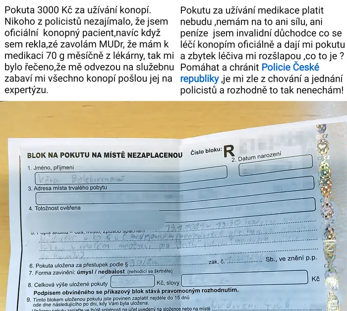 Žena dostala pokutu 3 000 Kč za užívání konopí