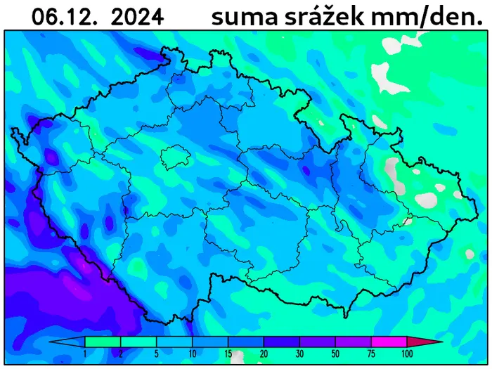 Předpokládané srážky, 6. 12. 2024
