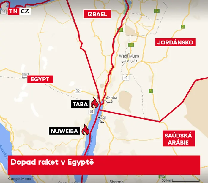 Dopad raket v Egyptě