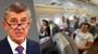 Andrej Babiš/ cestující do Tokia v letadle bez roušek