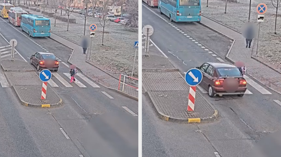 VIDEO: K tragédii chyběly centimetry. Řidič málem smetl malou dívku na přechodu