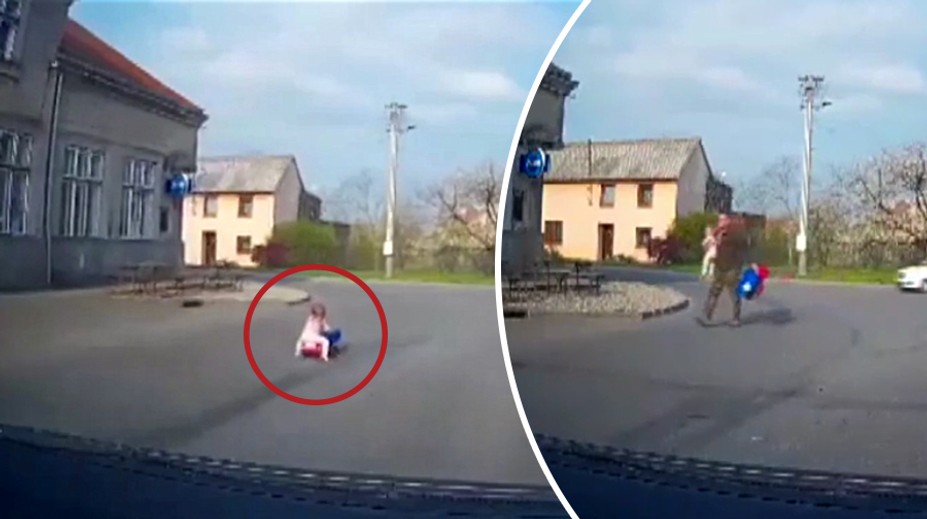 Dítě se řítilo do křižovatky. Muž ho zachránil na poslední chvíli