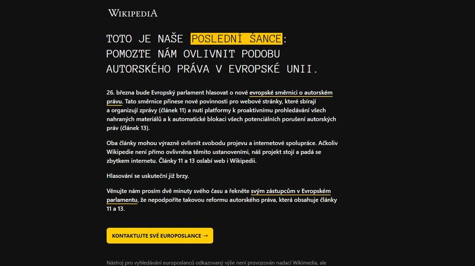 Česká Wikipedie nebude fungovat celý den! Takhle se to dá obejít