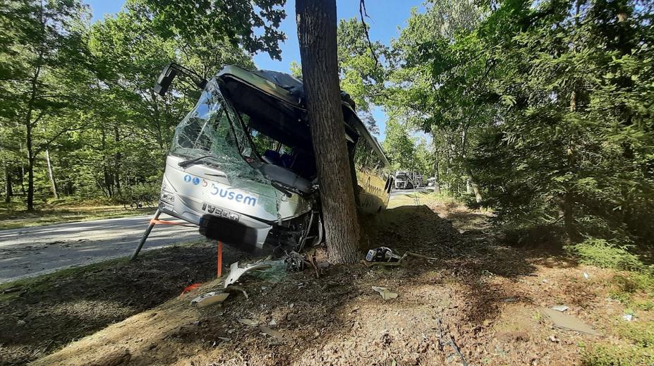 Na jihu Čech narazil autobus do stromu. Pro řidiče letěl vrtulník, zraněné jsou i děti