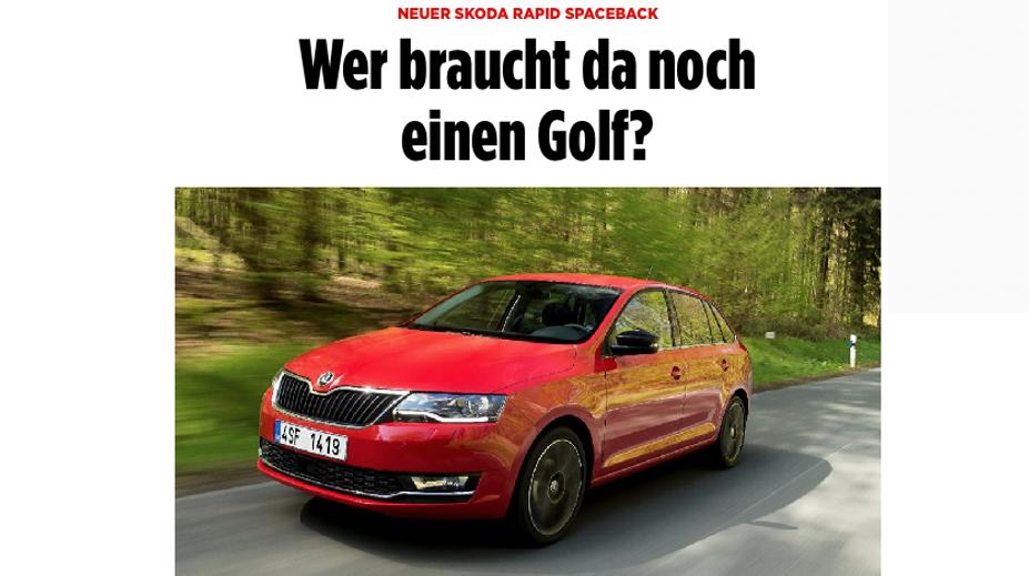 Takovou reklamu v německém bulváru aby Škoda platila zlatem