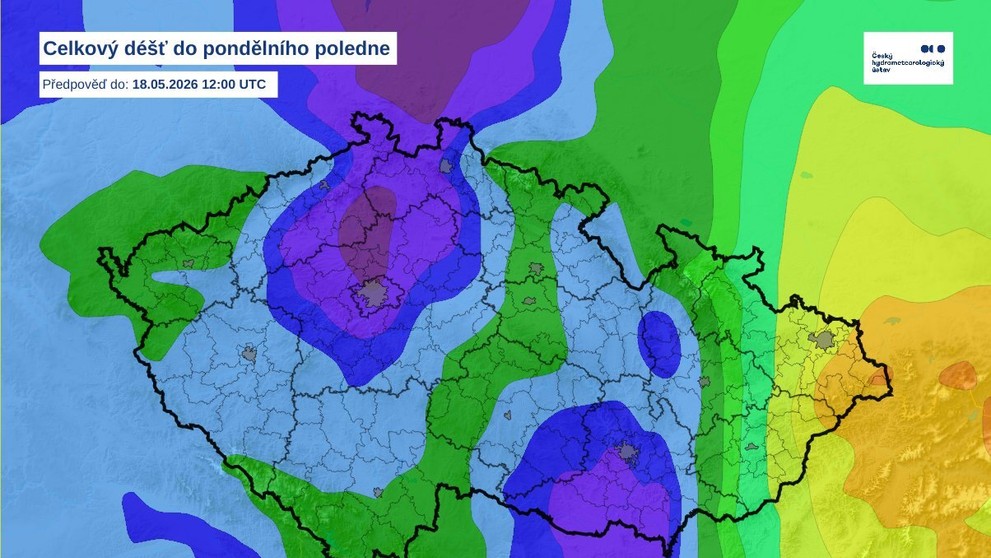 Mapa srážek ČHMÚ