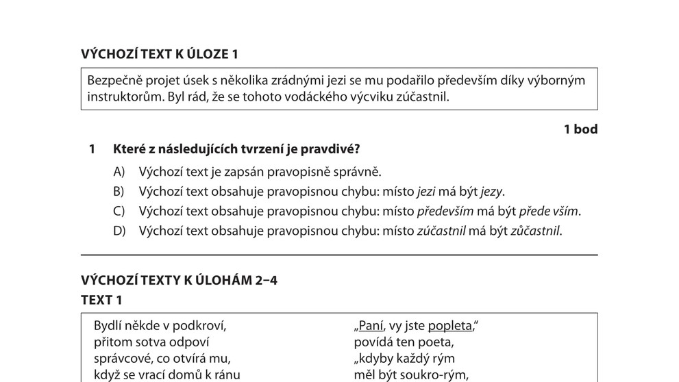 Didaktický test z českého jazyka a literatury - 1. řádný termín  (2)
