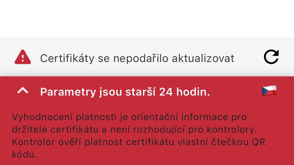 Neplatný certifikát v Tečce