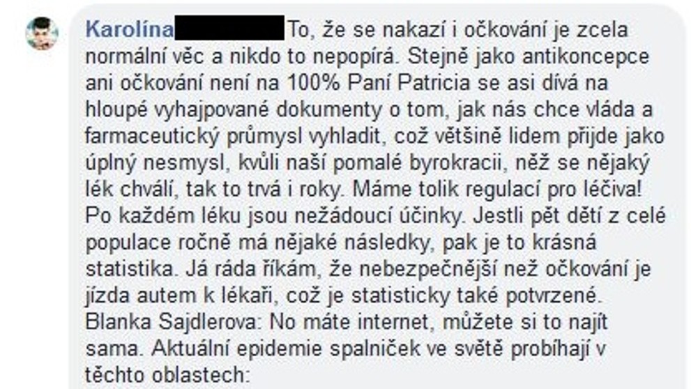 Komentáře lidí na facebooku ke spalničkám - 4