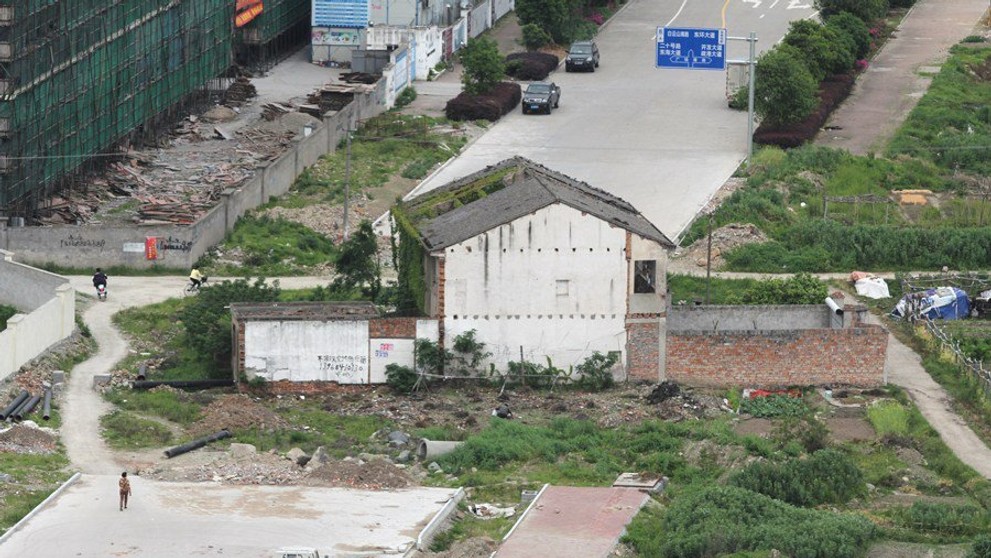 Domy, které odmítli prodat jejich majitelé - Provincie Zhejiang v Číně