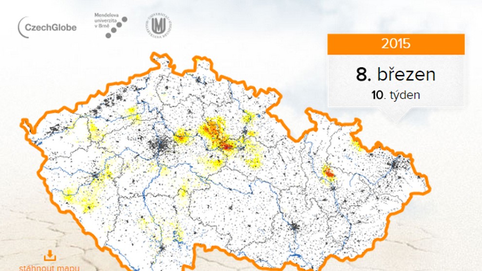 Mapa - Aktuální stav sucha v České republice - 8. březen