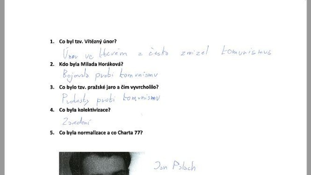 Odpovědi studentů v testu novodobé historie - Střepiny - 11