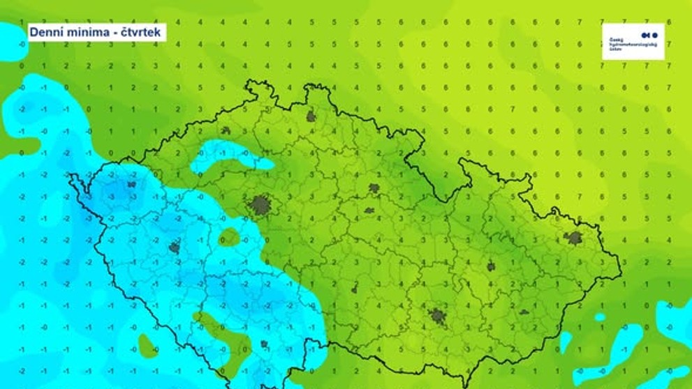 Denní minima - čtvrtek