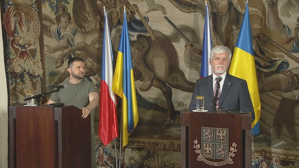 Tisková konference po jednání prezidentů Pavla a Zelenského
