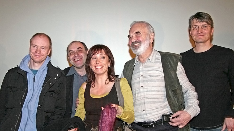 Tisková konference k filmu Vratné lahve - Jan Budař, Miroslav Táborský, Nela Boudová, Zdeněk Svěrák, Jan Svěrák 