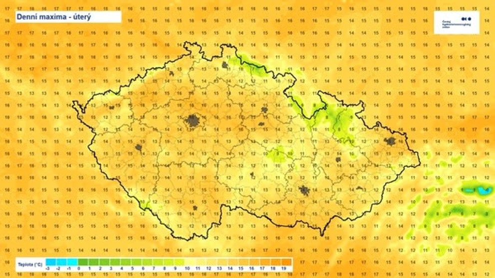 Denní maxima - úterý