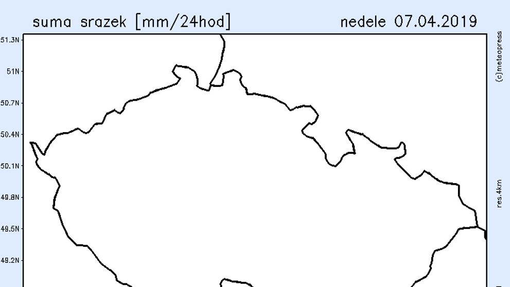 Srážkové mapy - neděle
