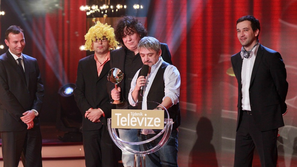 Marián Čurko spolu s Michalem Suchánkem a Richardem Genzerem na televizních cenách TýTý, 14. 4. 2012