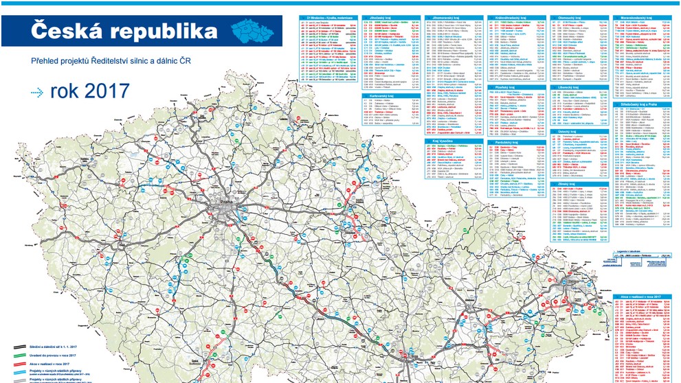 Přehled projektů Ředitelství silnic a dálnic ČR 2017