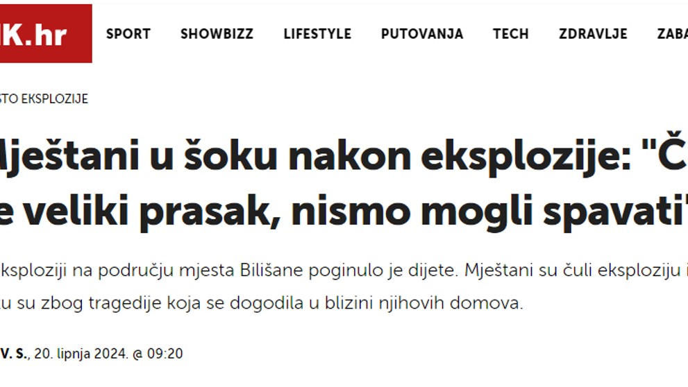 Výbuch v Chorvatsku - Reprofo Dnevnik.hr