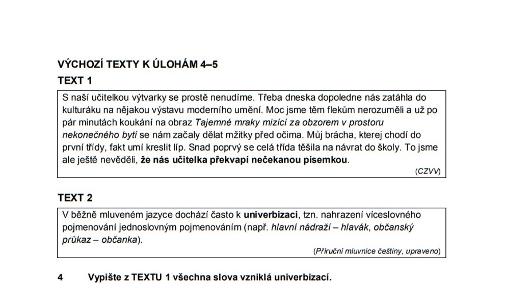 Ilustrační přijímačky - český jazyk - 2