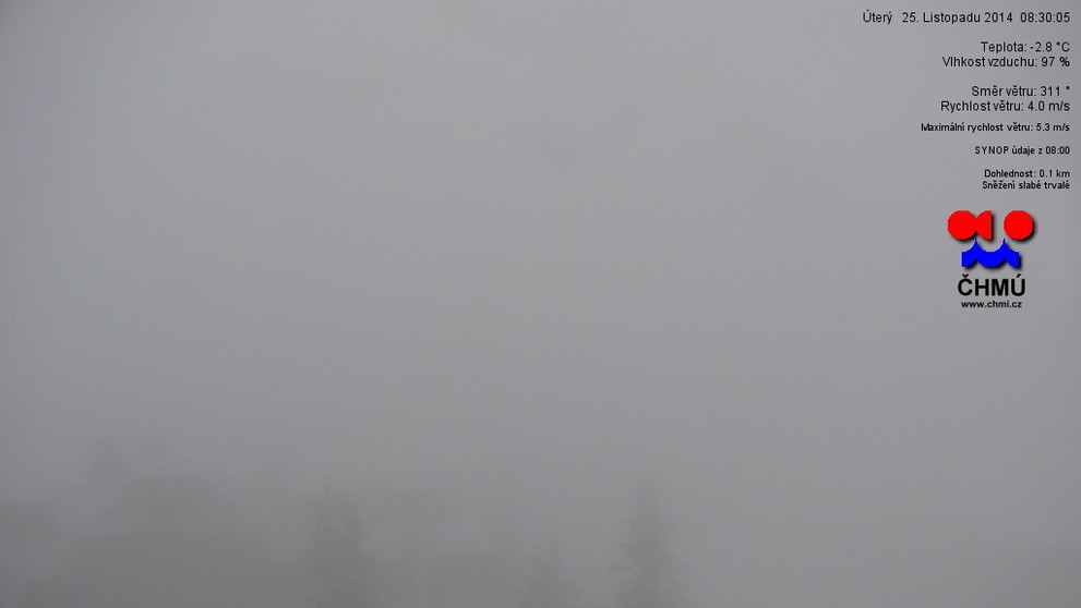 Sníh na Lysé hoře 25. 11. 2014