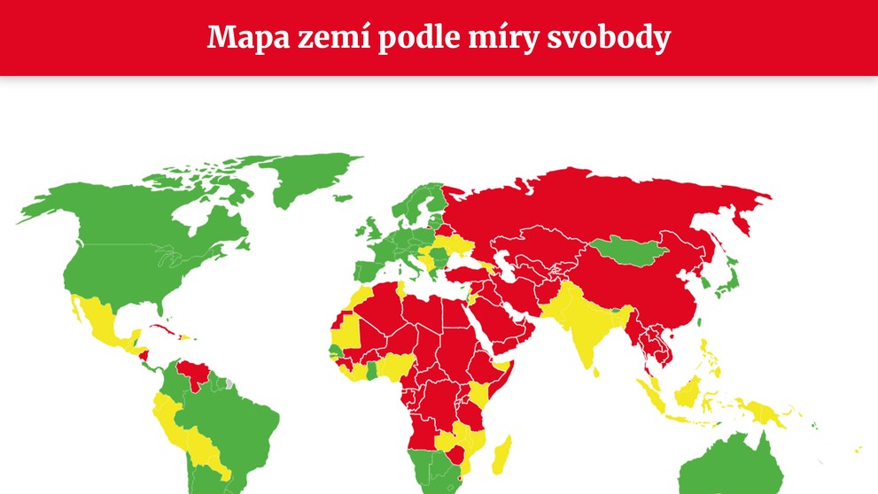 MAPA zemí podle míry svobody