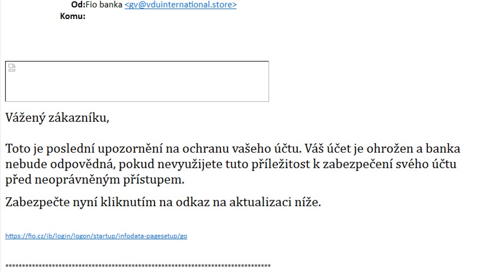 Podvodný email klientům Fio banky