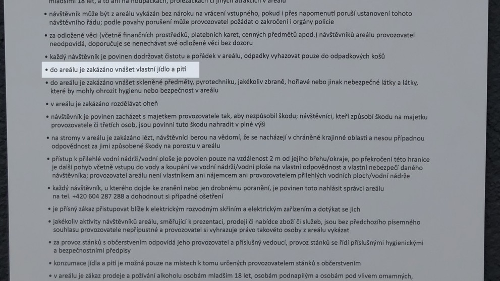 Zákaz jídla a pití na koupališti Džbán - 3