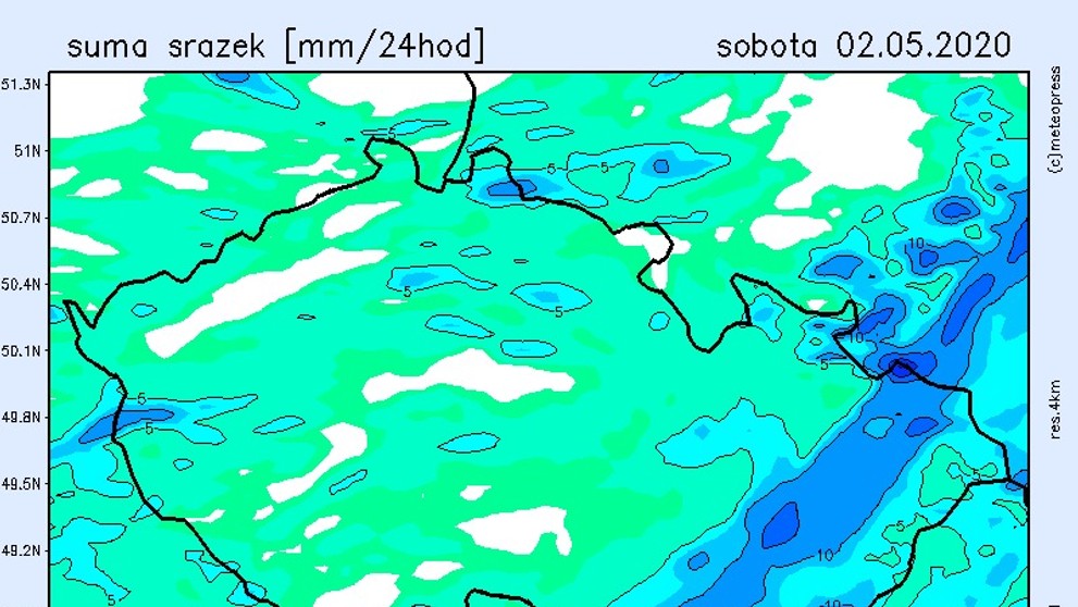 Mapy srážek - 30. 4. až 3. 5. - 4