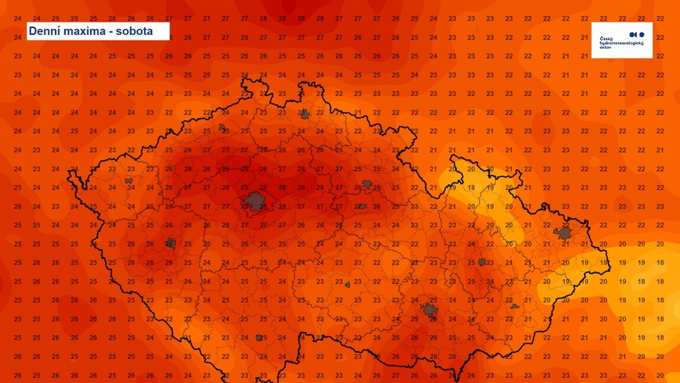 Denní maxima v sobotu