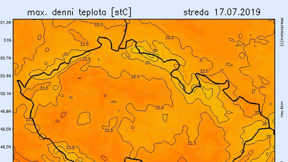 Teplotní mapy - středa